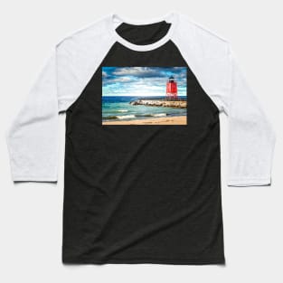 “Charlevoix South Pier Lighthouse” Baseball T-Shirt